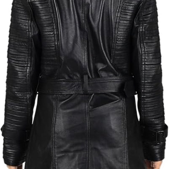 Laverapelle Women’s Lambskin Belted Leather Long Trench Coat NWT XXL - Picture 2 of 5